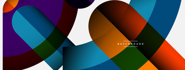 Geometric abstract background. Round shapes, circles, lines composition for wallpaper banner background or landing page