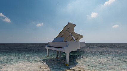 piano grand piano keyboard with nature background © Hirzan