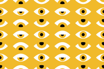 Fototapeta premium Bauhaus eye seamless pattern. Minimal geometric design of the 20s. Abstract vector template with elements of primitive forms. Modern hipster style. 
