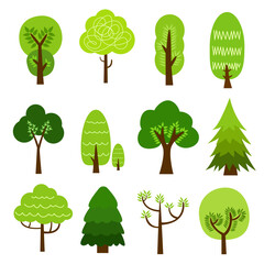 Fototapeta premium Collection of trees. tree set isolated on white background. vector illustration.