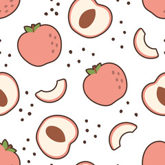Vector seamless pattern with a peach. Abstract repeating background.