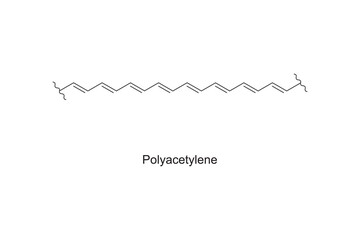 Polyacetylene polymer chemical structure on white background.