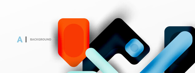 Minimal geometric abstract background. Colorful geometric blocks. Lines, squares and triangles composition wallpaper