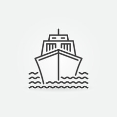 Ship in Sea vector concept icon in thin line style