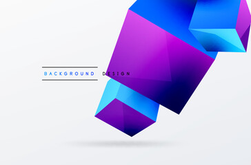 3d cubes vector abstract background. Composition of 3d square shaped basic geometric elements. Trendy techno business template for wallpaper, banner, background or landing