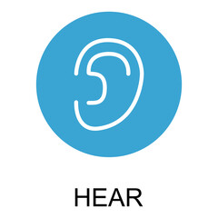 Human anatomy flat ear icon, hear health organ vector illustration, face part sign