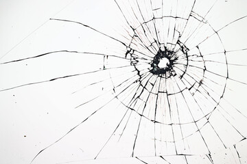 white background bullet hole on glass texture abstract window - obrazy, fototapety, plakaty
