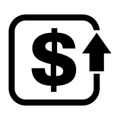Cost symbol dollar increase icon. Income vector symbol image isolated on background
