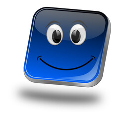 Naklejka premium Button with smiling face - 3D illustration