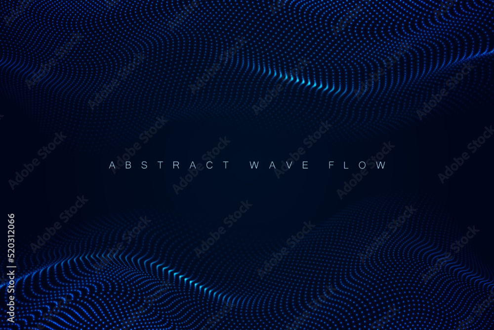 Aufkleber the flow is wavy of luminous particles. abstract technology or science banner. cyber space backgroun