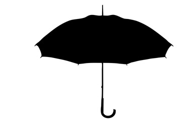 an open umbrella, silhouette on a white background