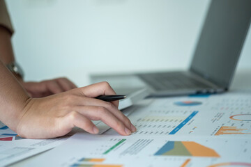 Marketing, Financial, Accounting, Planning, Team of female businessmen and economists use...