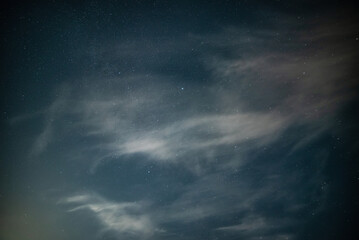 Stunning noctilucent cloud formations against Milky Way background night sky