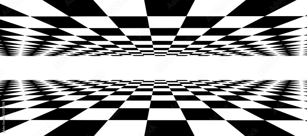 Poster floor in perspective with checkerboard texture. empty chess boards. double grid technology. vector i