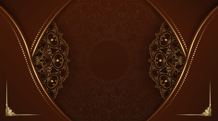 luxury background  decorated with mandala  brown and gold