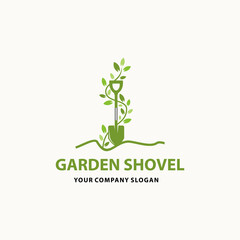 Garden shovel logo - vector illustration, garden shovel emblem design on a white background. Suitable for your design need, logo, illustration, animation, etc.