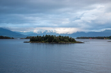 Panorama view of the landscape near Molde Møre og Romsdal at Sunnylvsfjorden near Geirangerfjorden...
