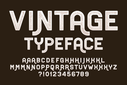 Vintage alphabet font. Messy letters with alternates and numbers. Stock vector typeface for your typography design.