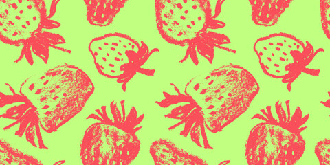 Strawberry pattern seamless, strawberries illustration, hand-drawn vector red berry for vegan banner, juice or jam label design. Ripe berries background for baby food packaging. Strawberry backdrop.