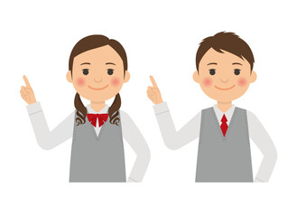 男子生徒と女子生徒の指差し