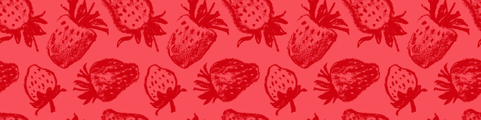 Strawberry pattern seamless, strawberries illustration, hand-drawn vector red berry for vegan banner, juice or jam label design. Ripe berries background for baby food packaging. Strawberry backdrop.