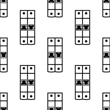 Circuit Breaker Icon Seamless Pattern, Overload, Short Circuit Protector Switch