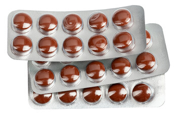 new blister with pills isolated on a white background.