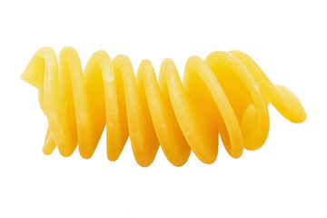 Pasta close-up. Fusilli spirale , isolated on white background. Full depth of field.