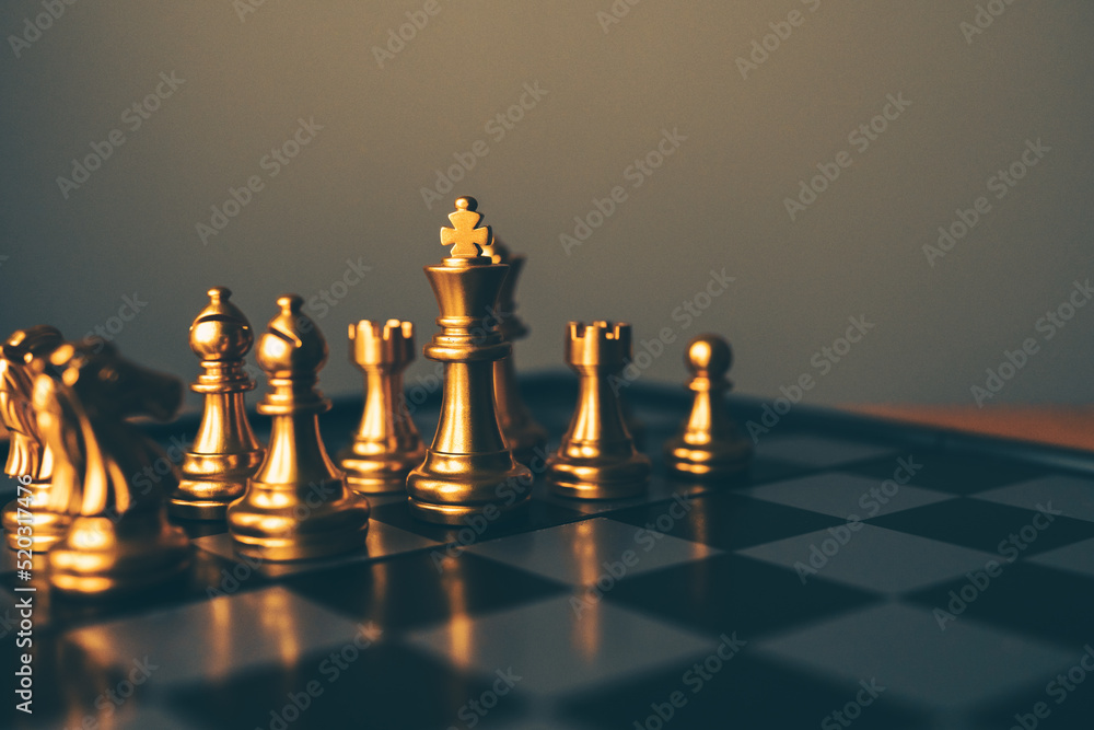Poster chess board game to represent the business strategy with competition in the world market. and find o