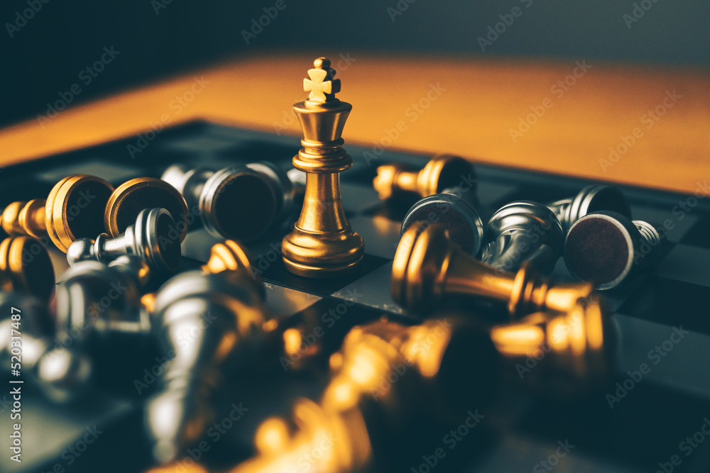 Poster chess board game to represent the business strategy with competition in the world market. and find o