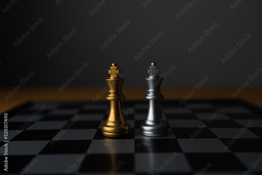 Poster chess board game to represent the business strategy with competition in the world market. and find o