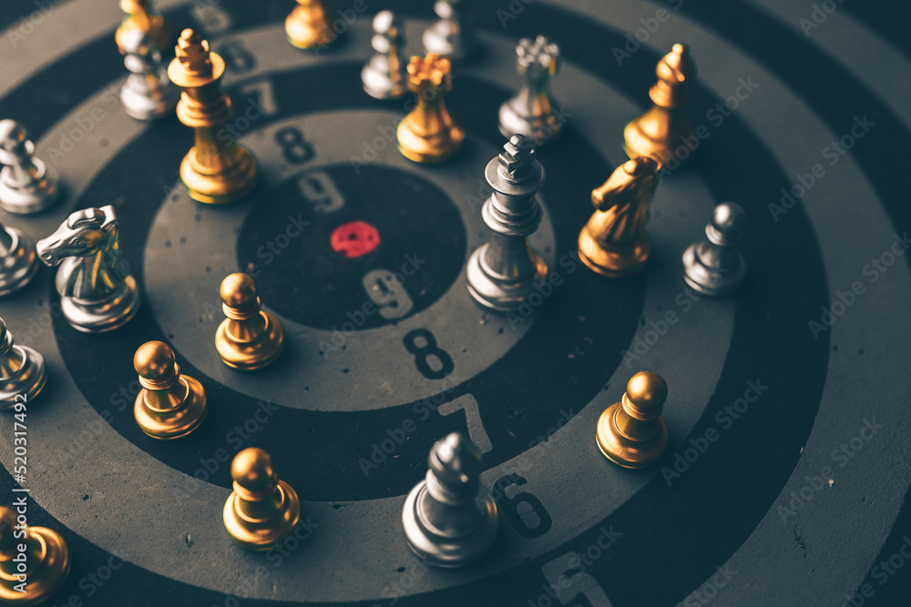 Poster chess board game to represent the business strategy with competition in the world market. and find o