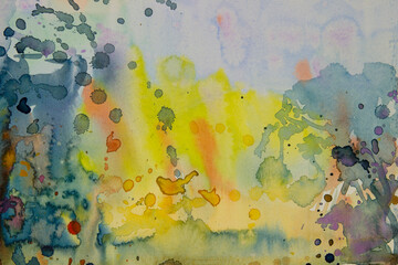Abstract colorful painting art original watercolor and acrylic color.