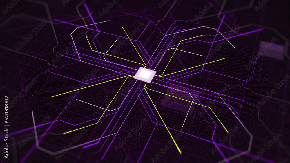 Poster abstract electronic circuit for the distribution of electricity in an urban environment. animation. 