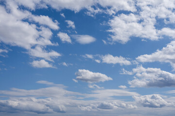Cumulus white clouds floating on blue sky in beautiful morning