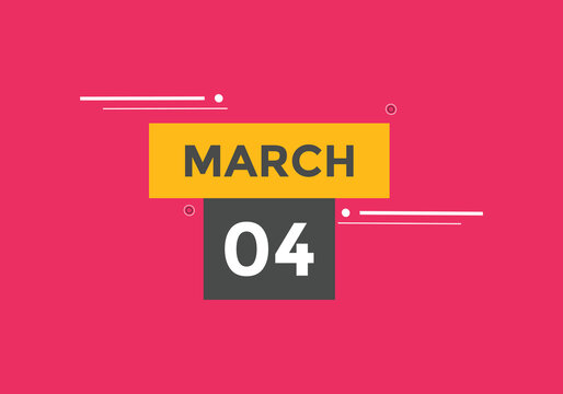 march 4 Calendar icon Design. Calendar Date 4th March. Calendar template 
