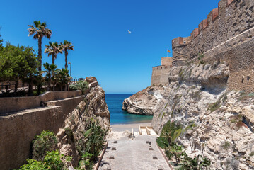 View of the Ensenada de los Galapagos beach from Melilla la Vieja.