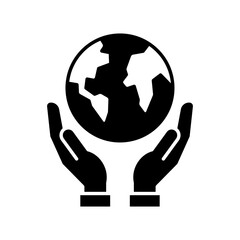 Hand holding earth icon, Save the world concept, Social responsibility environmental for nature, Silhouette design, Vector illustration