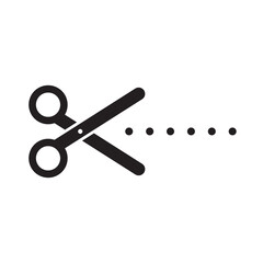 Scissors with dashed line simple icon, Isolated on white background, Vector illustration
