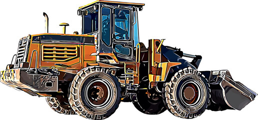 Color vector image of a yellow bulldozer with bucket © berkut_34