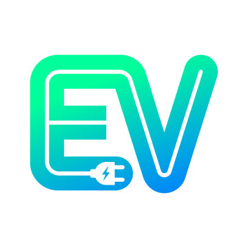 EV with plug icon symbol, Electric vehicle, Charging point logotype, Eco friendly vehicle concept, Vector illustration