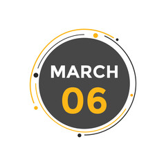 march 6 Calendar icon Design. Calendar Date 6th March. Calendar template 
