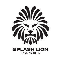 Lion face logo with water splash vector illustration, perfect for company logo design 