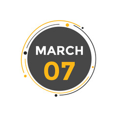 march 7 calendar reminder. 7th march daily calendar icon template. Vector illustration 
