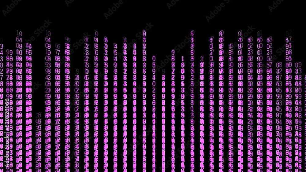Poster rain of numbers in computer. motion. beautiful hacker background with lines of changing numbers. mat