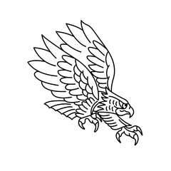 Outline eagle old school tattoo design
