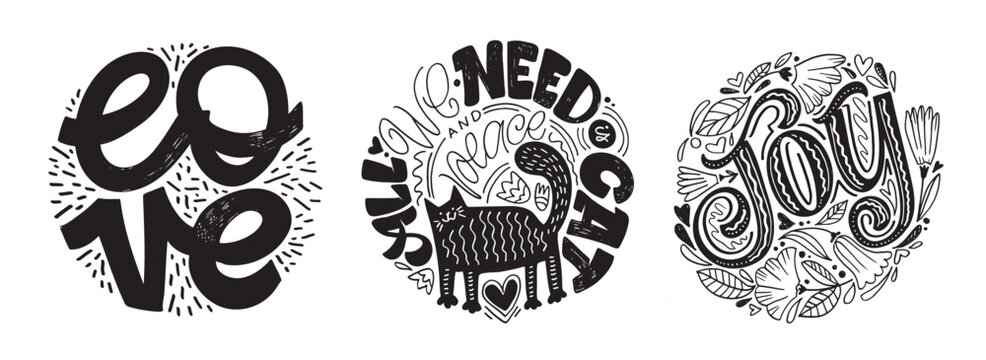 Cute hand drawn doodle lettering postcard. Lettering art t-shirt design.