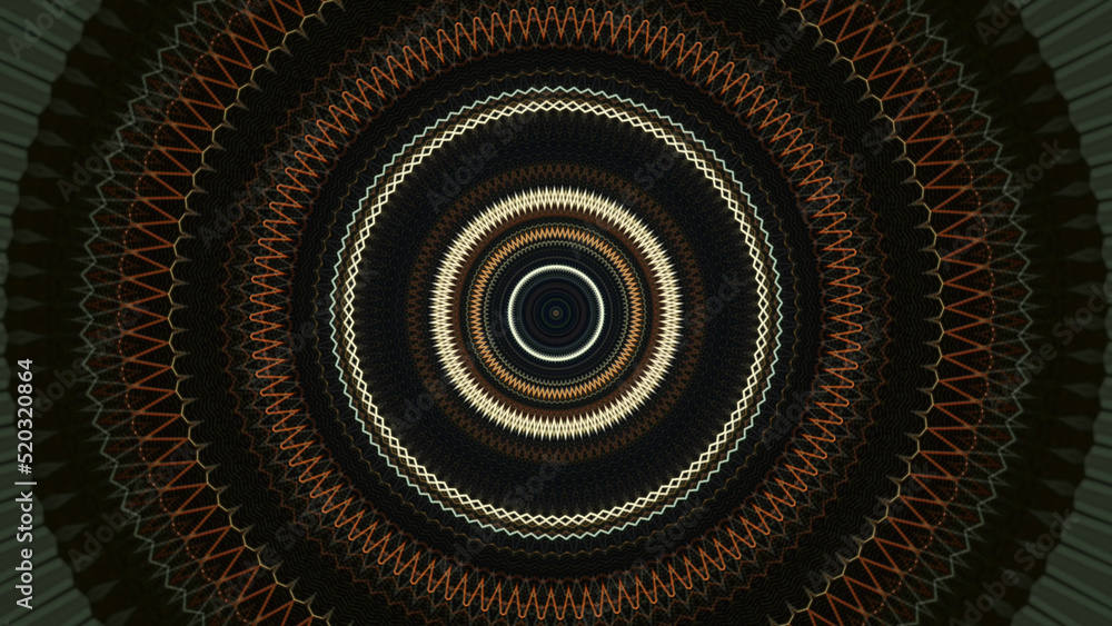 Poster circular waves motion graphics on black background, seamless loop. animation. abstract sound technol