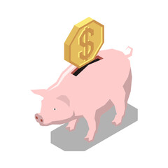 Piggy Bank Coin Composition