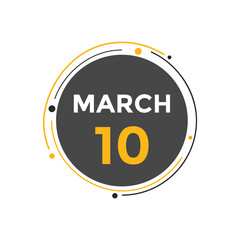 march 10 calendar reminder. 10th march daily calendar icon template. Vector illustration 
